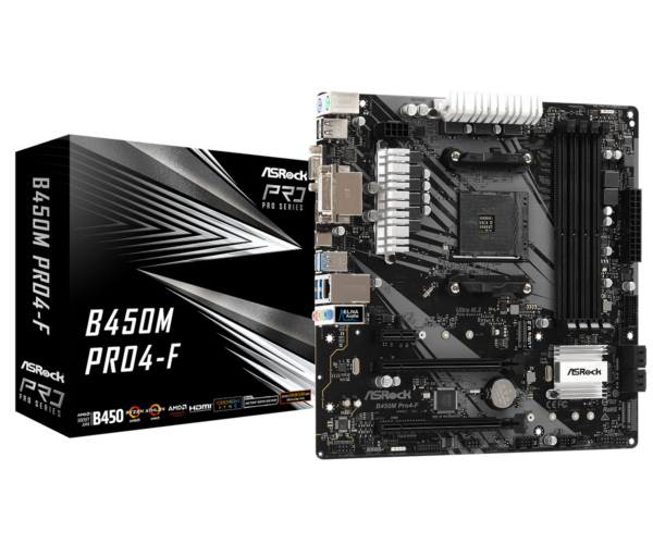 ASRock B450M Pro4-F AMD AM4 Socket Motherboard